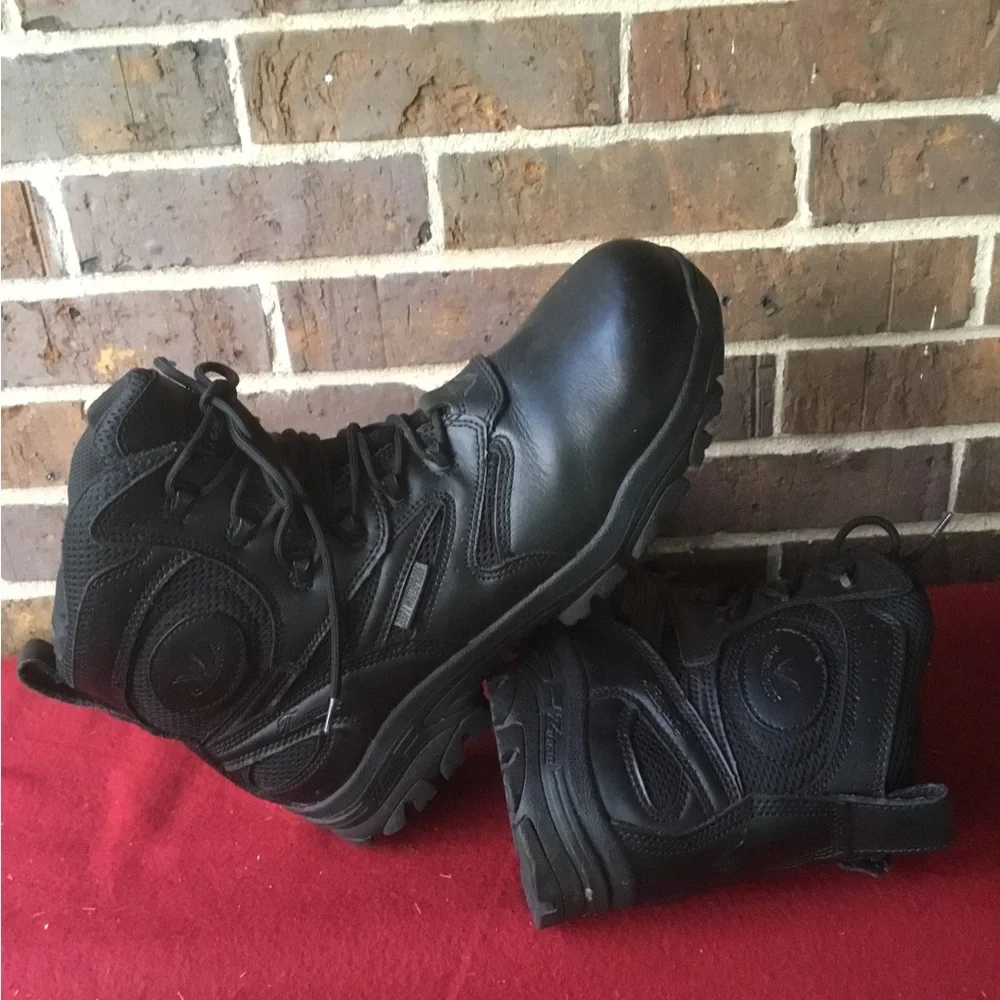 Men's Black Lace-Up Work Boots - Rugged Comfort